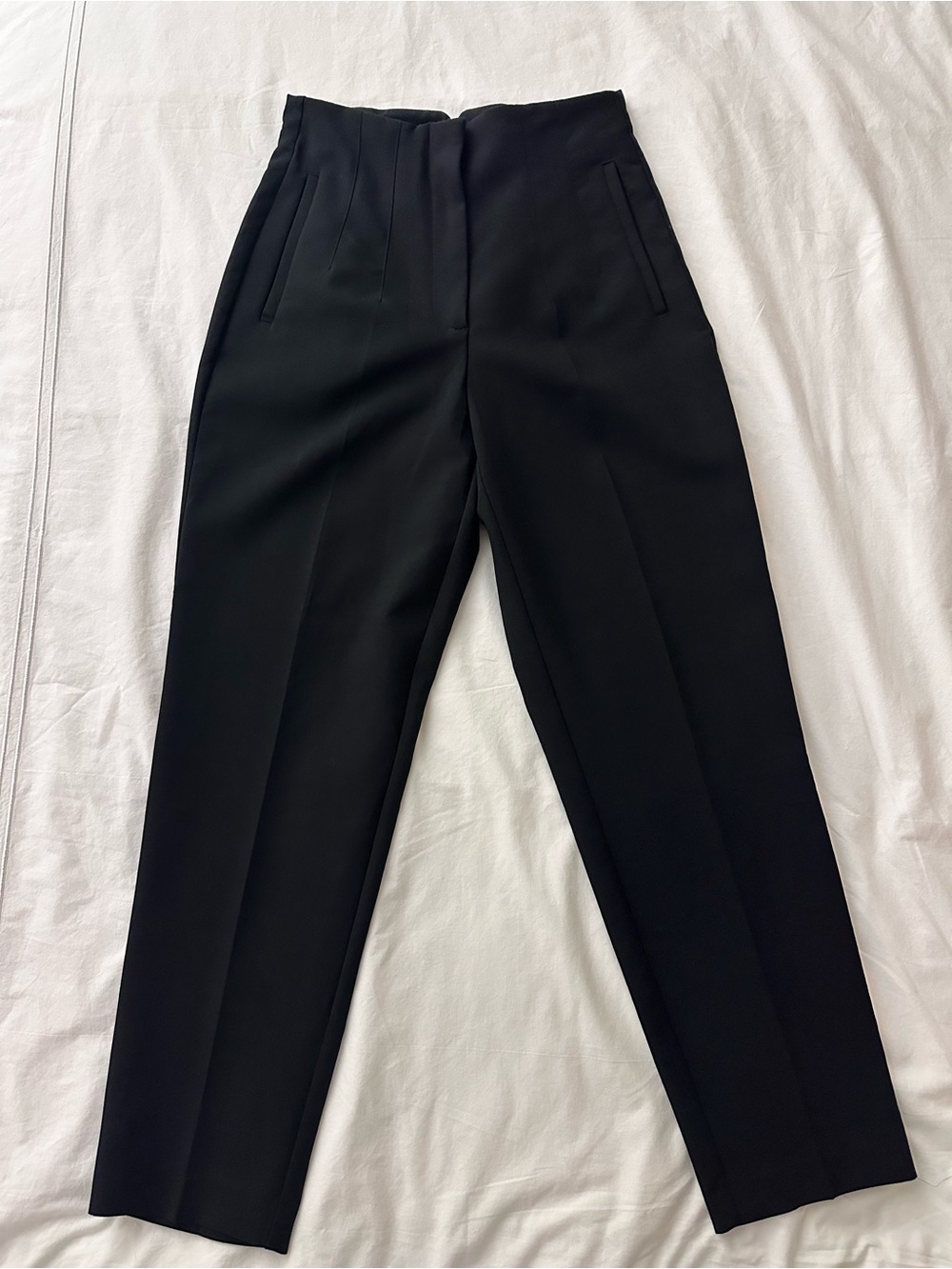 Zara Black High-Rise Tailored Pleated Pants